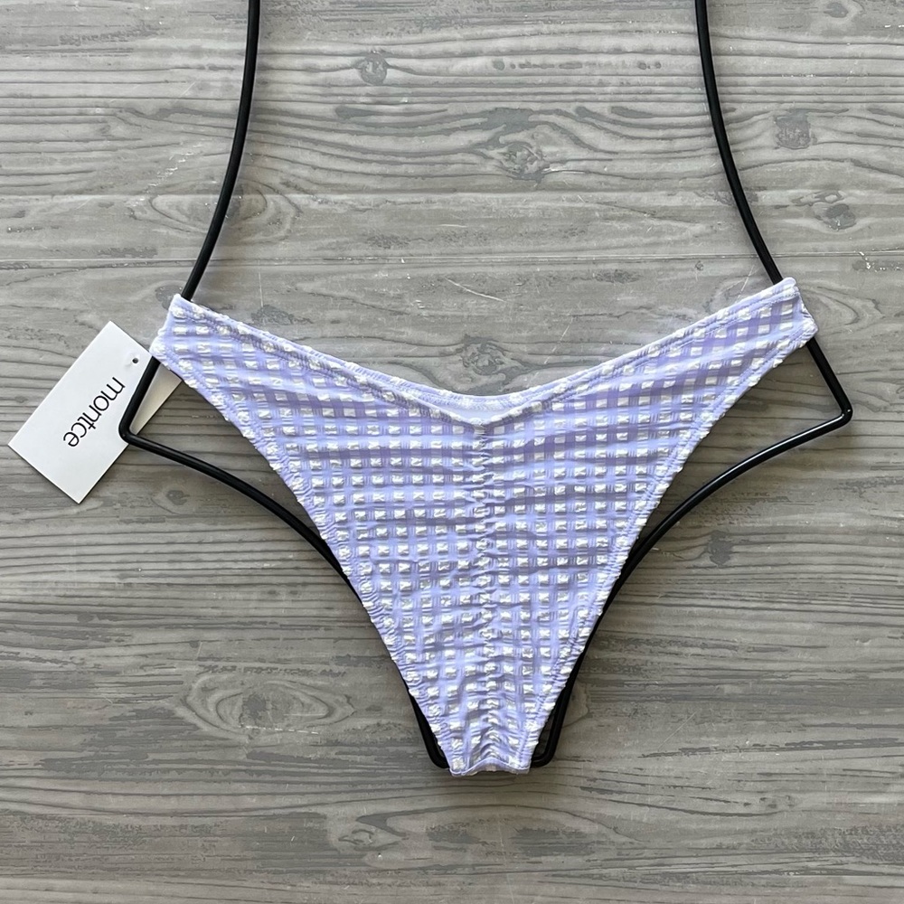 Montce Swimwear Purple Gingham LULU Bikini Bottom - Picture 2 of 16
